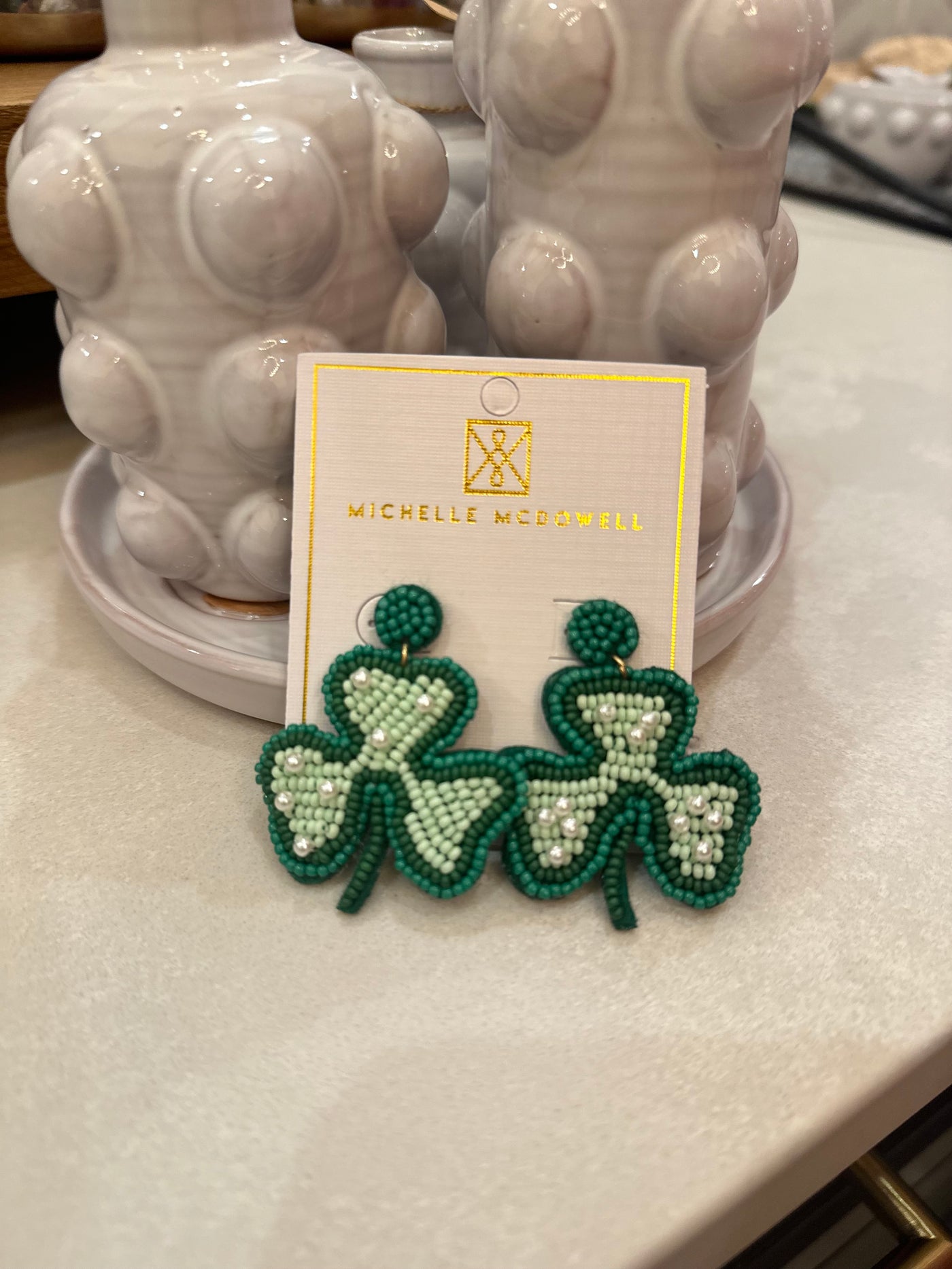 Bead Shamrock Earrings