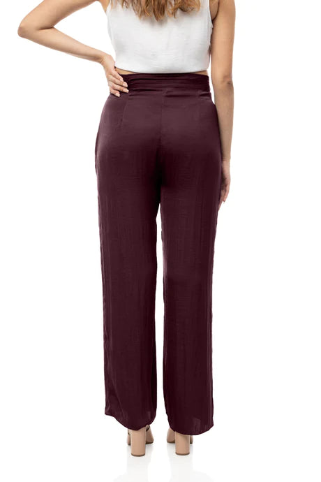 Ruched Waist Satin Pants