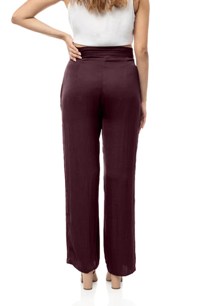 Ruched Waist Satin Pants