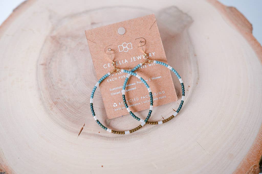 Seed Bead Hoops: Turquoise