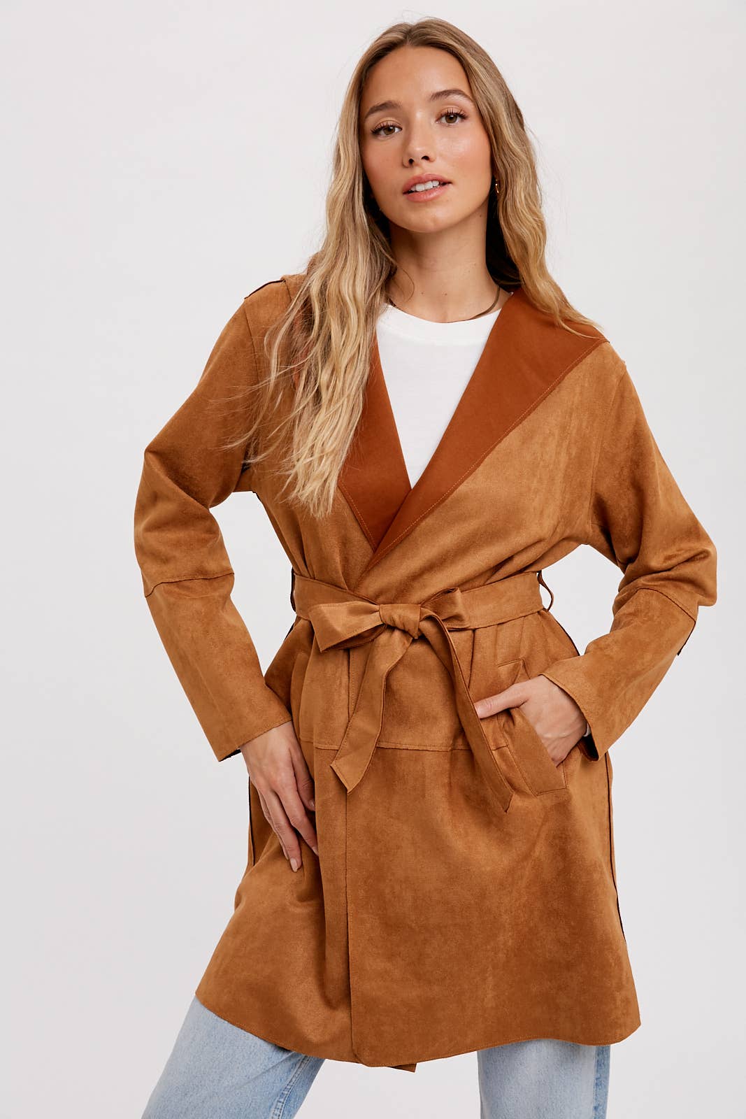 Suede-like Hooded Jacket in Coco