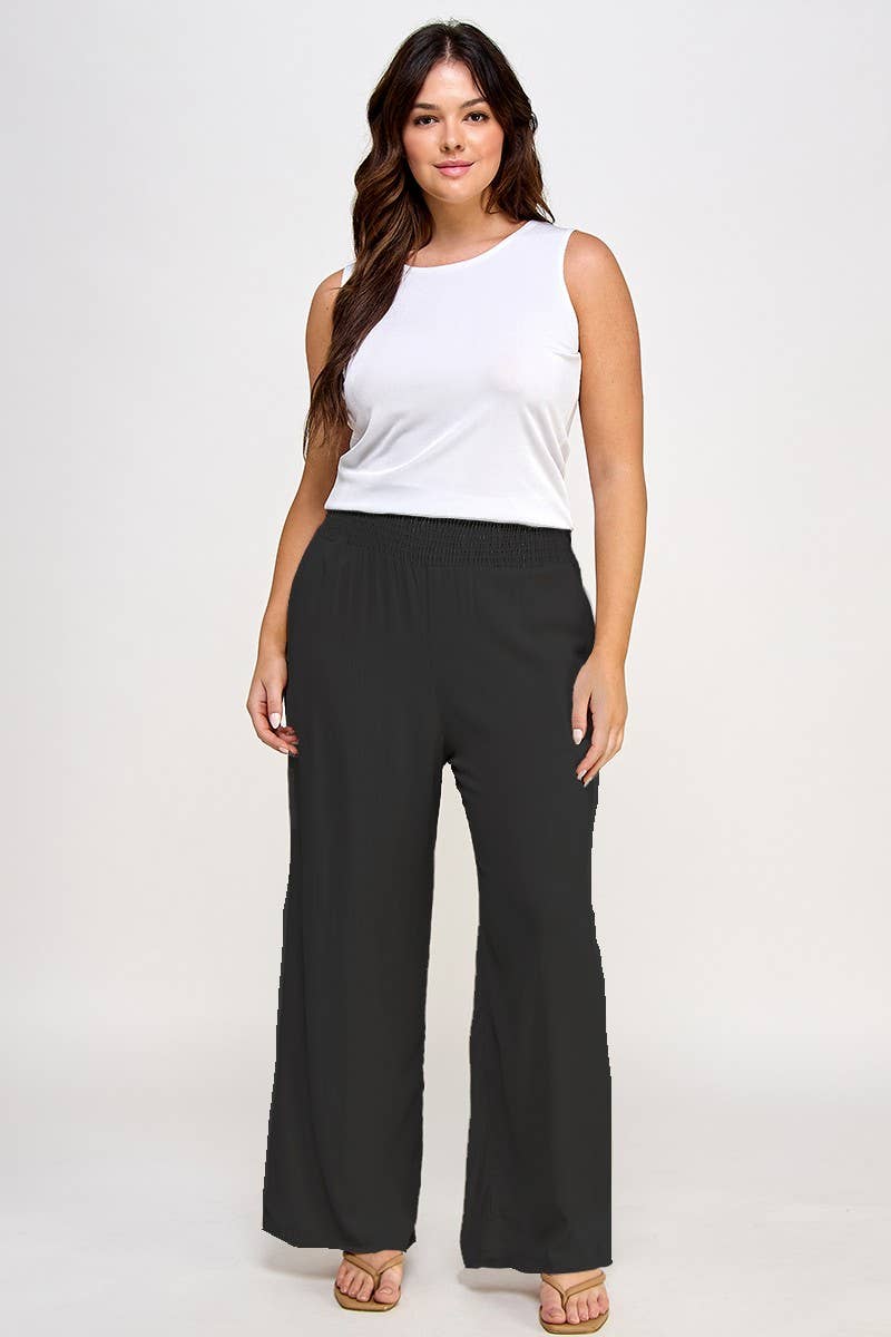 Smocked Wide Leg Pant