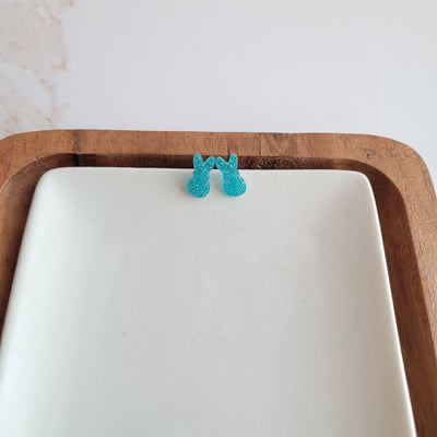 Glitter Bunny Studs - Blue