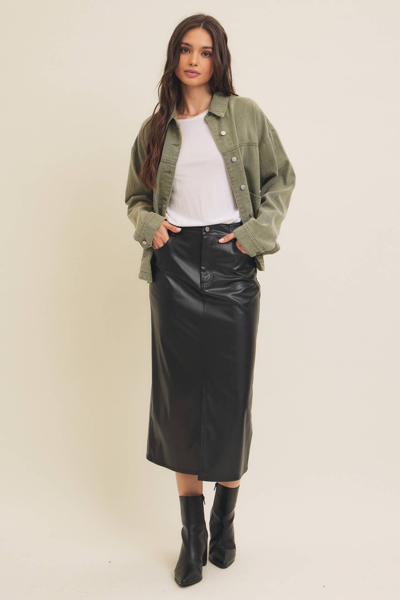 Stretch Leather Skirt