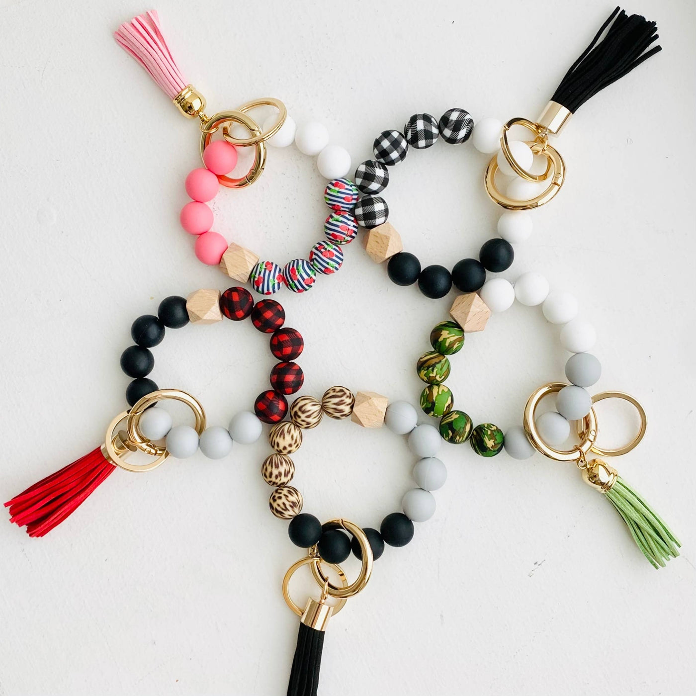 Beaded silicone keychain