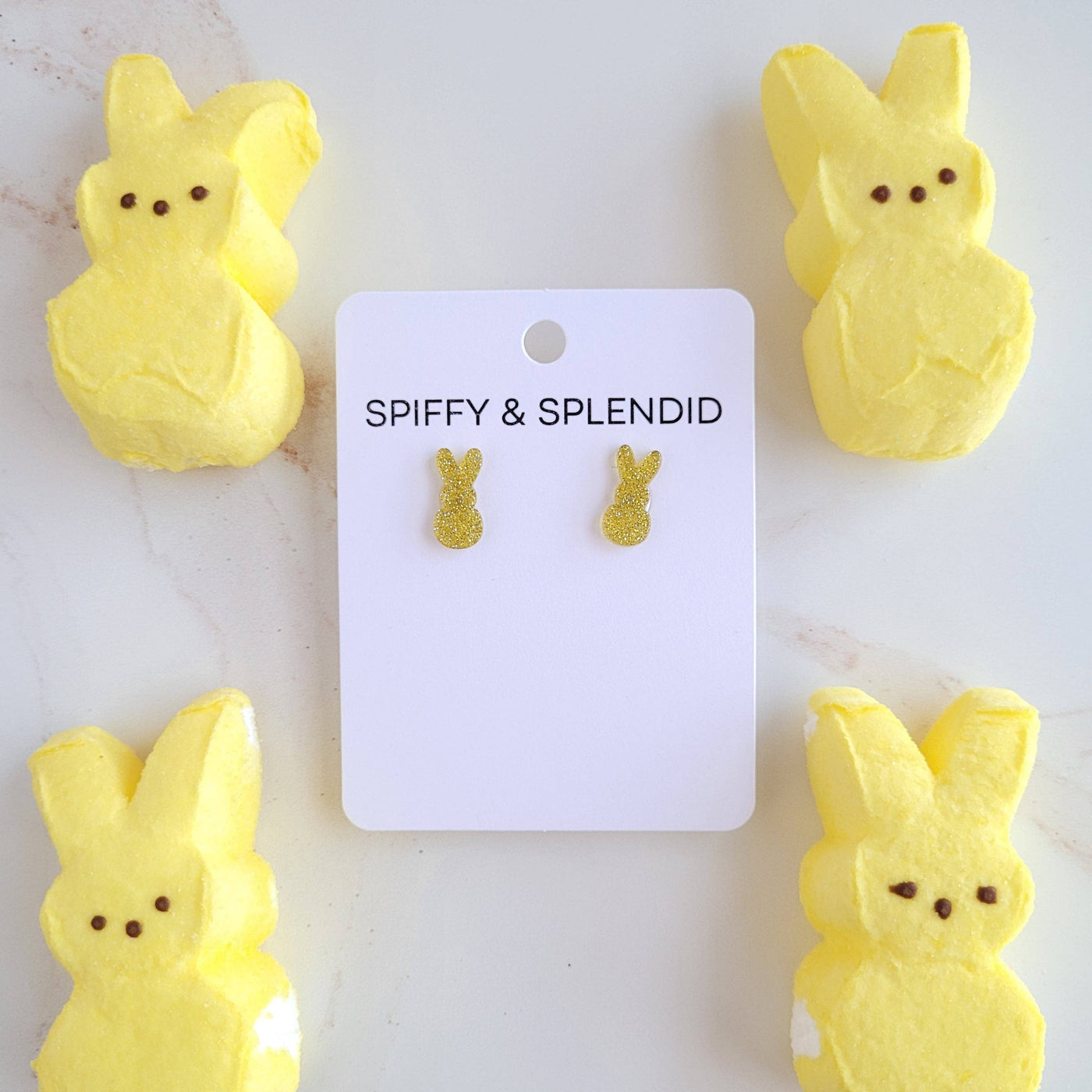 Glitter Bunny Studs - Yellow