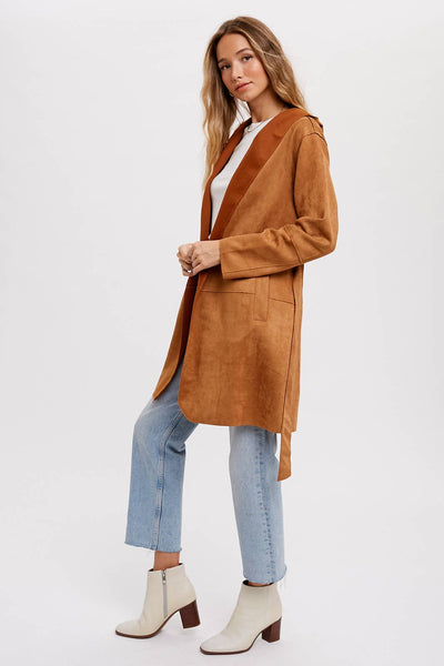 Suede-like Hooded Jacket in Coco