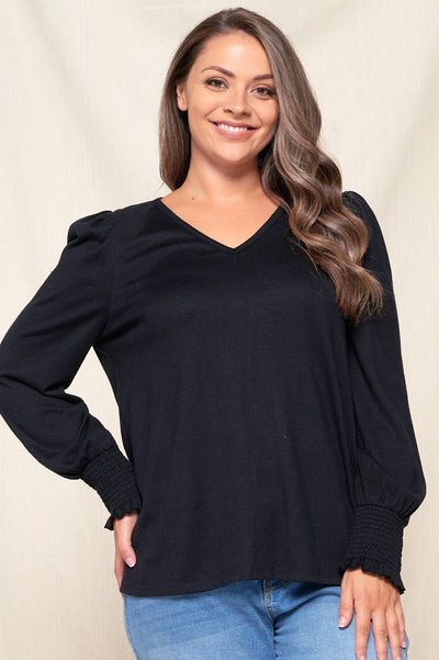 Puff Sleeve V-Neck