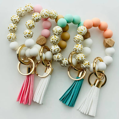 Beaded silicone keychain