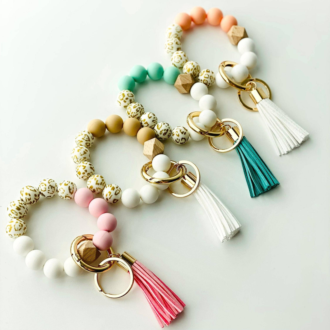 Beaded silicone keychain