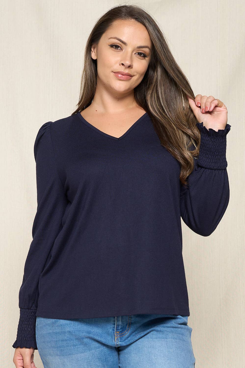 Puff Sleeve V-Neck