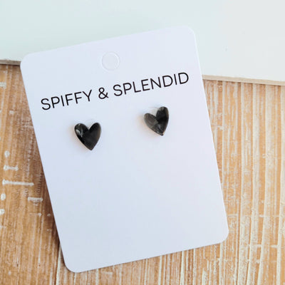 Hand Drawn Heart Studs - Black // Jewelry, Earrings, Gifts