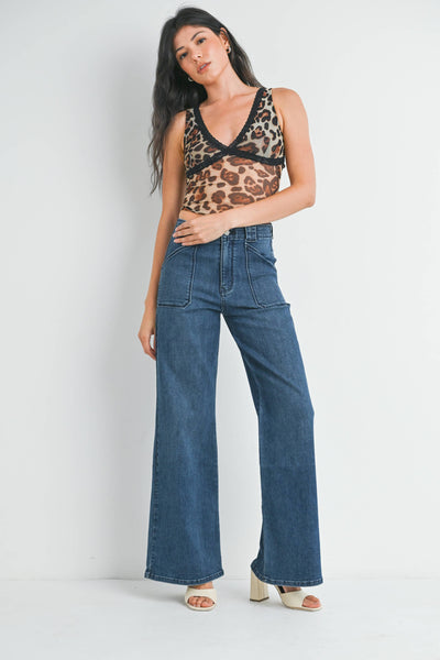 Denim Patch Pocket Wide Leg