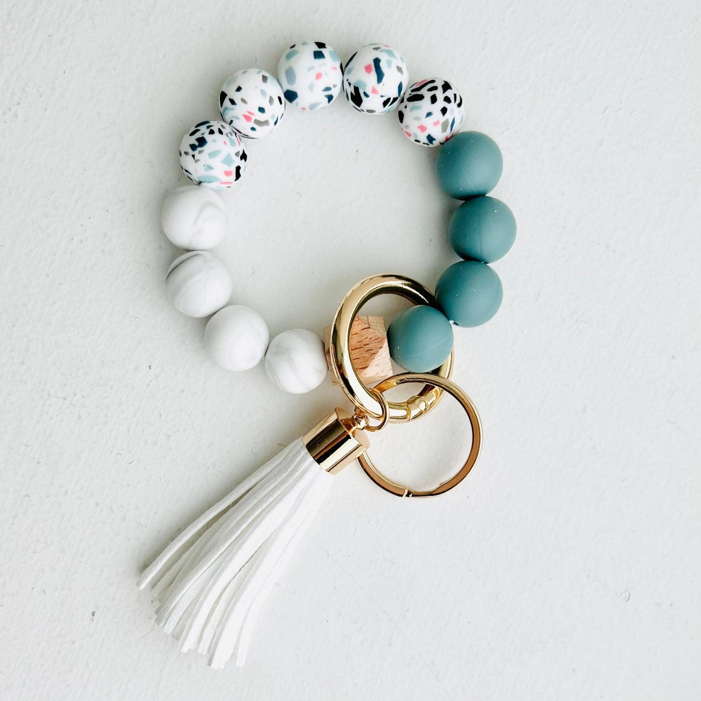 Beaded silicone keychain