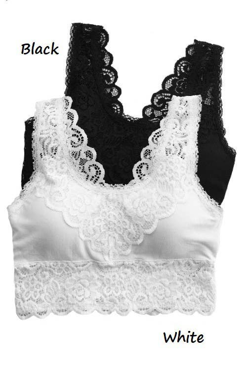 Padded Lace Bralette: 3-3 (S/M-M/L) / WHITE