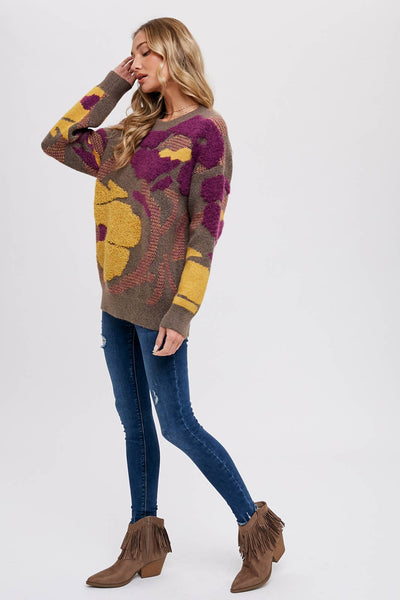 Boucle Floral Pullover