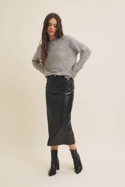 Stretch Leather Skirt