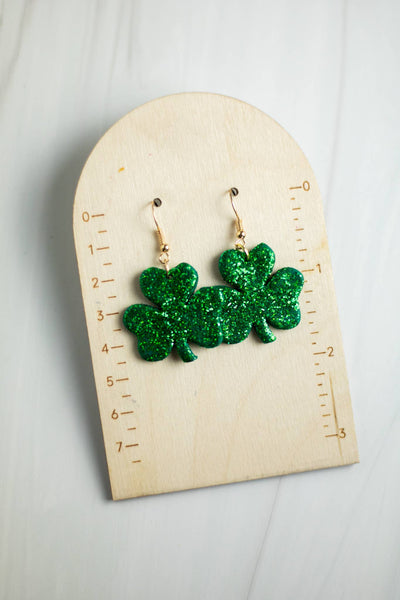 Large Glitter Shamrock Dangles