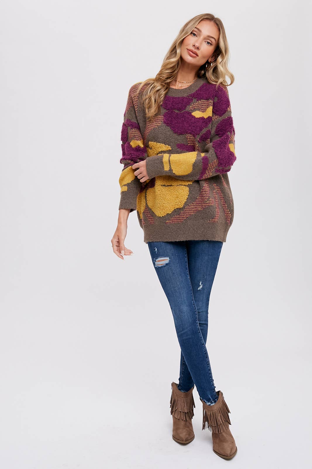 Boucle Floral Pullover