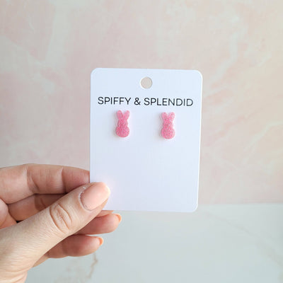 Glitter Bunny Studs - Pink