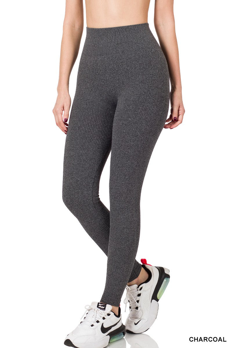 High Waisted Ribbed Leggings