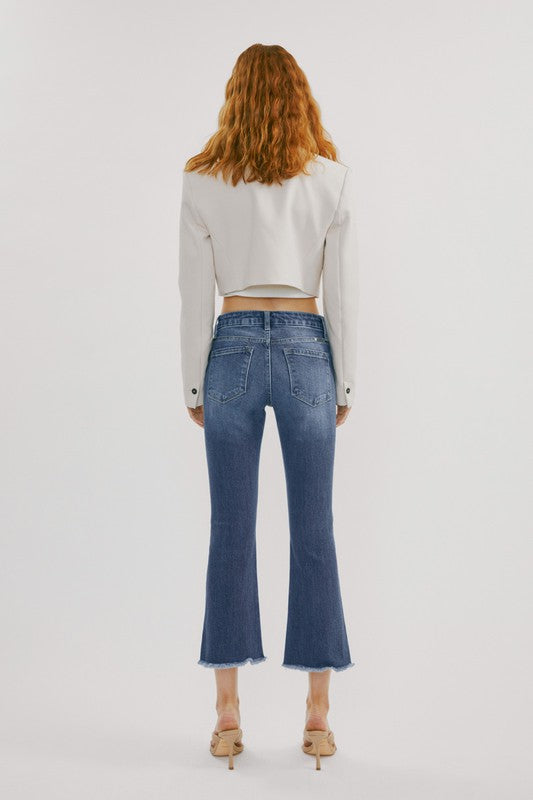 Mid Rise Curve Hem Crop Flare