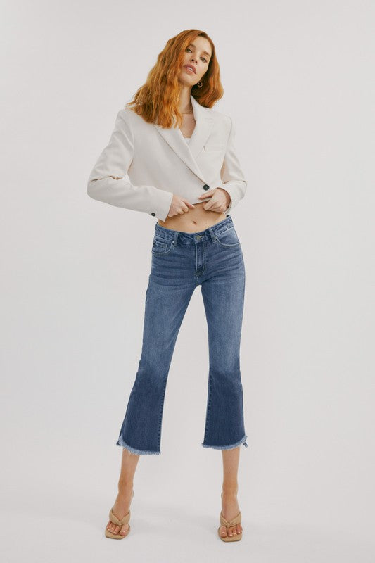 Mid Rise Curve Hem Crop Flare