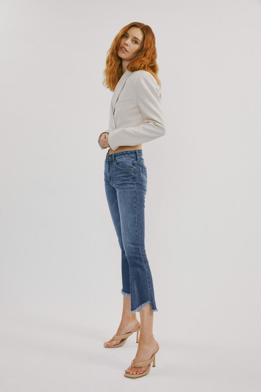 Mid Rise Curve Hem Crop Flare