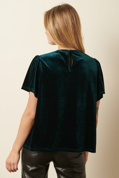 Velvet Smocked Detail Top