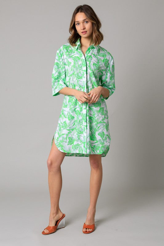 Tropical Shirt Dress