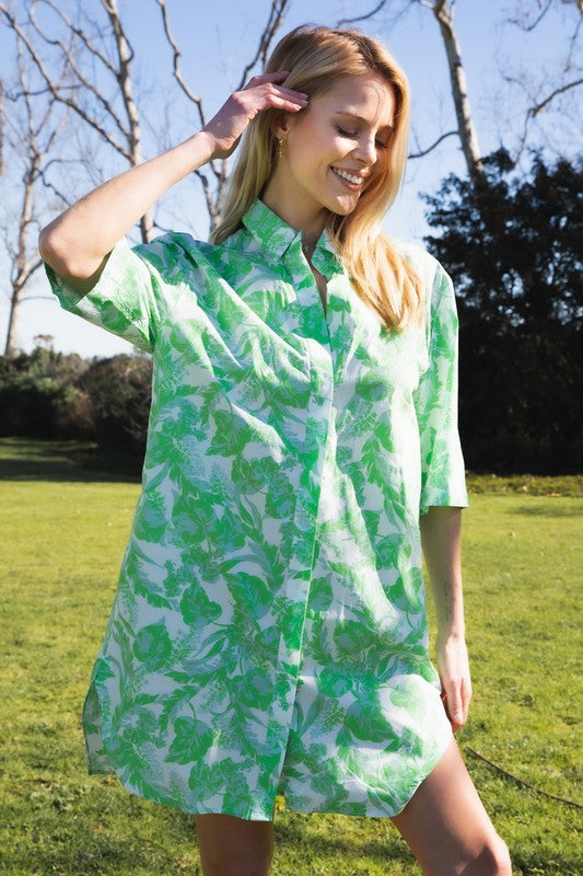 Tropical Shirt Dress