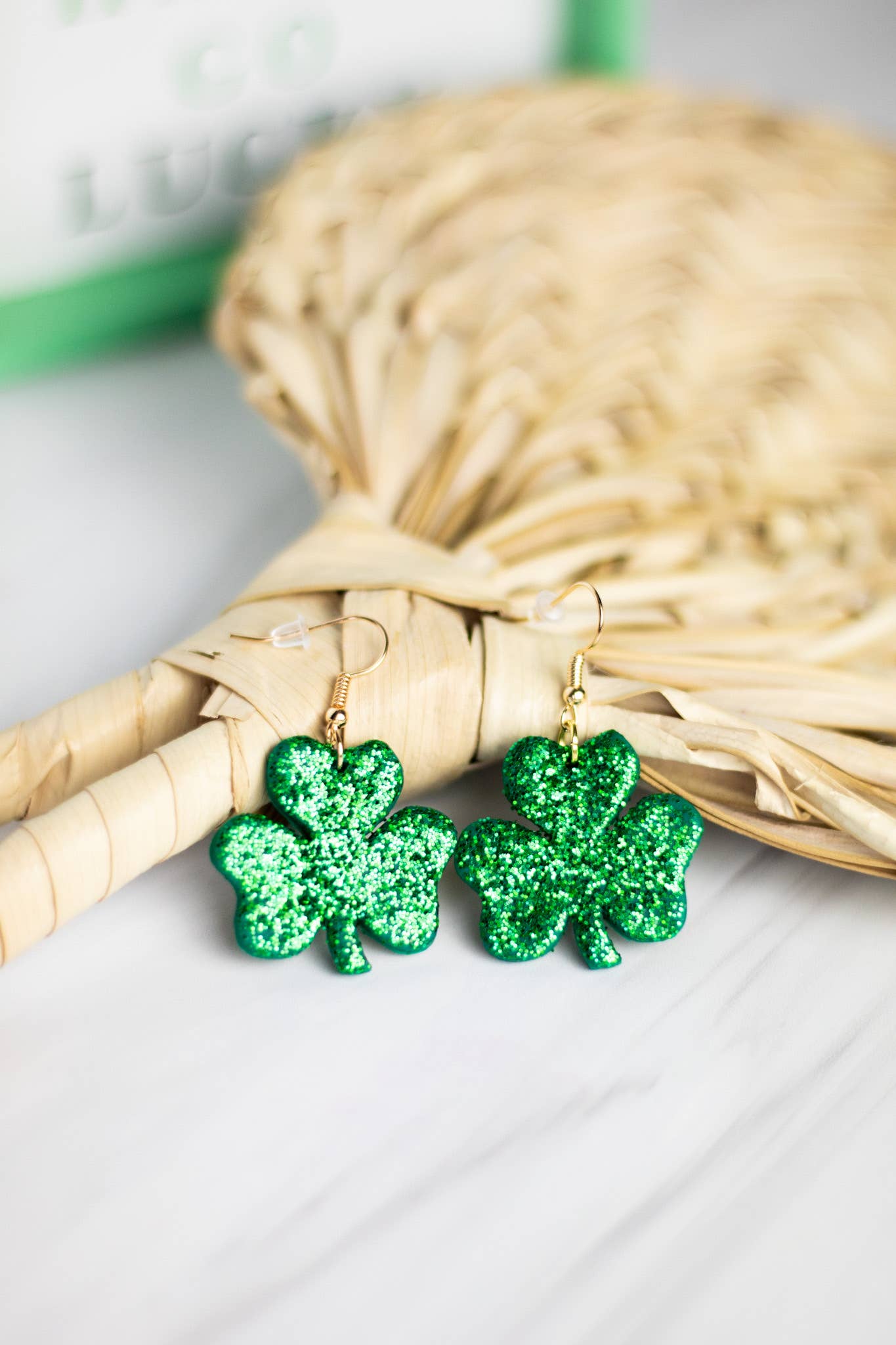 Large Glitter Shamrock Dangles