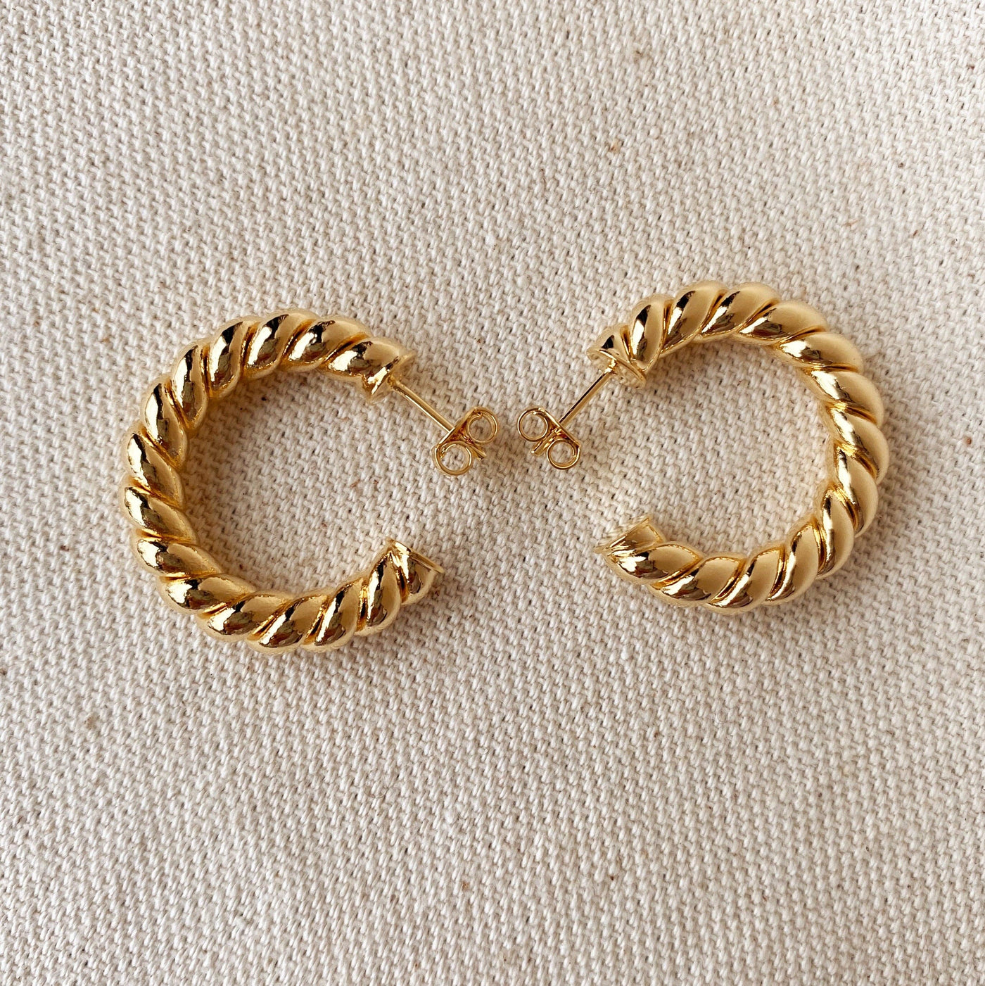 18K filled Croissant Twist Hoops