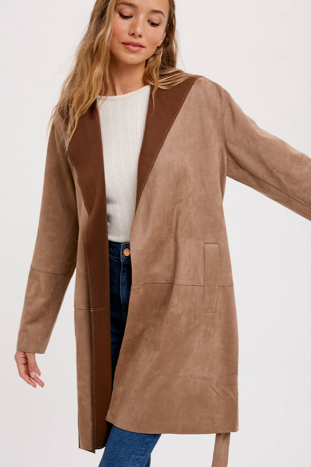 Suede-like Hooded Jacket in Coco