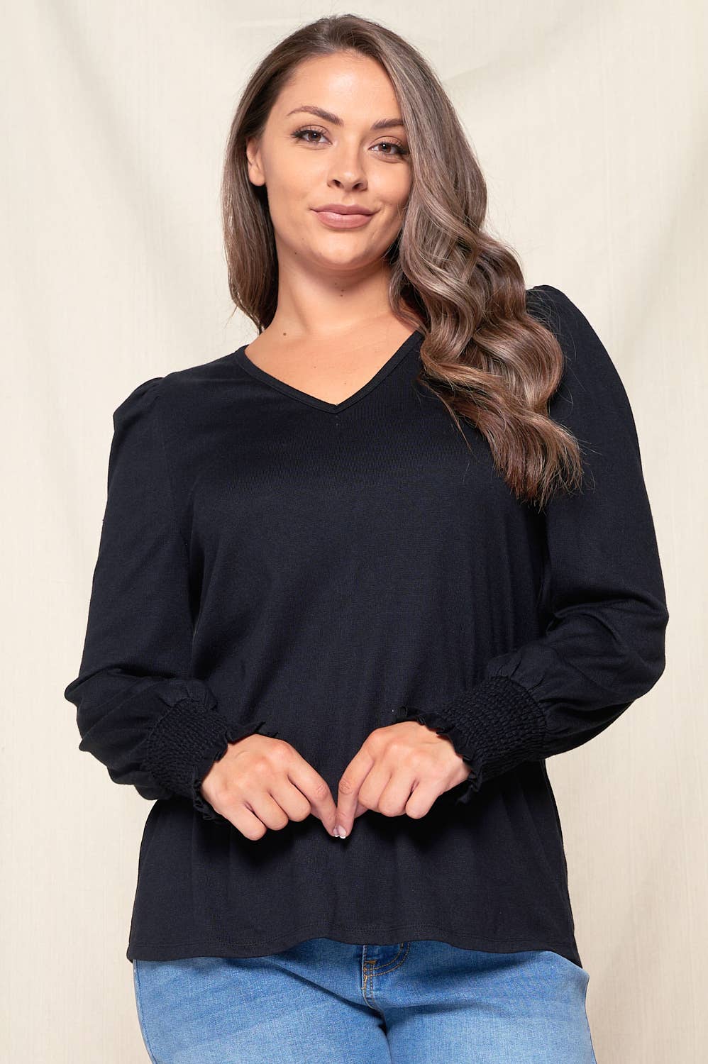 Puff Sleeve V-Neck